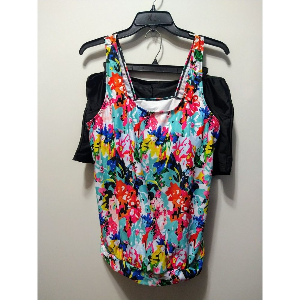 2 pc Tank top rainbow printed bathing suit size XL